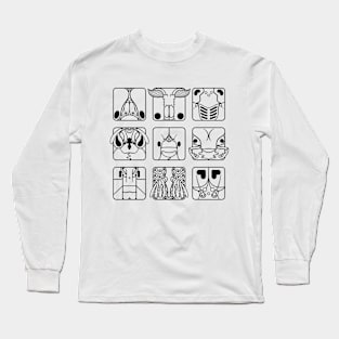 Insect orders cartoon head squares (black) Long Sleeve T-Shirt